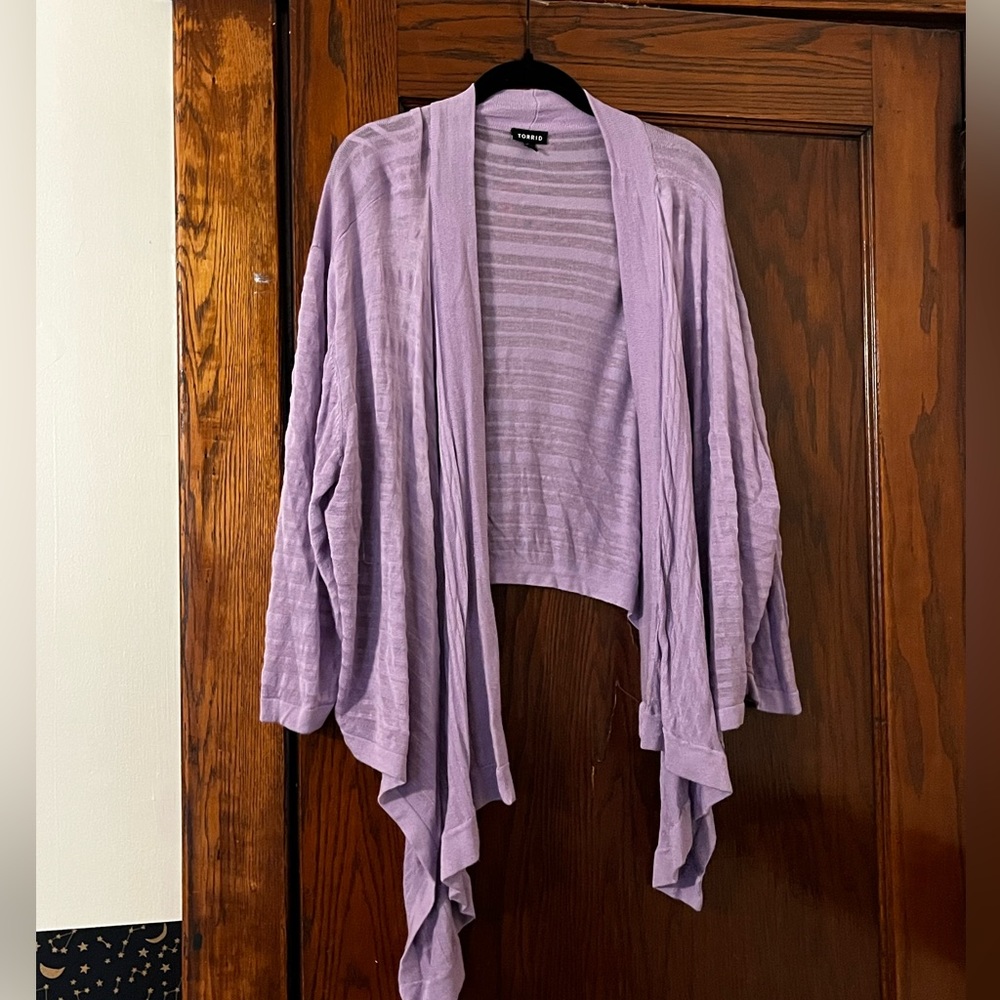 Lavender Crop Sharkbite Cardigan